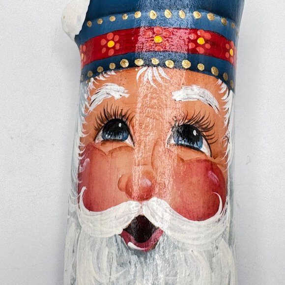 Hand-Painted Wooden Santa Claus Decorative Figure 5.5" Vintage - Picture 7 of 12
